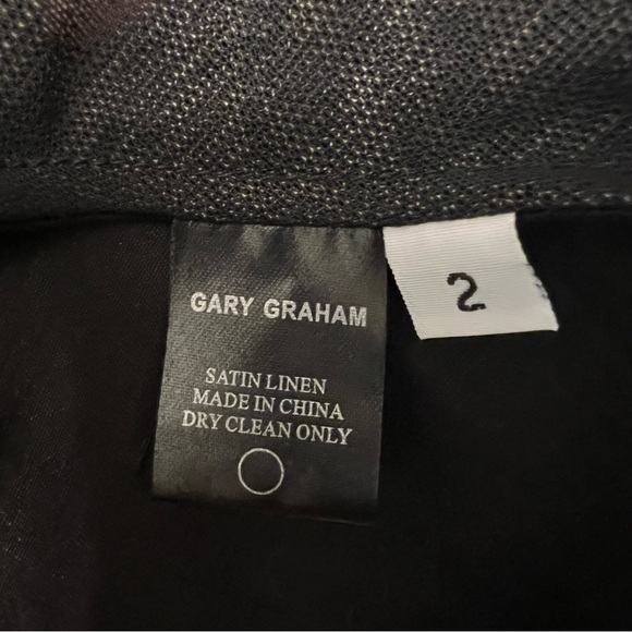 Gary Graham Satin Linen Sheer Lace Longline Drape Front Vest Black 2 Goth Unique - Picture 5 of 5